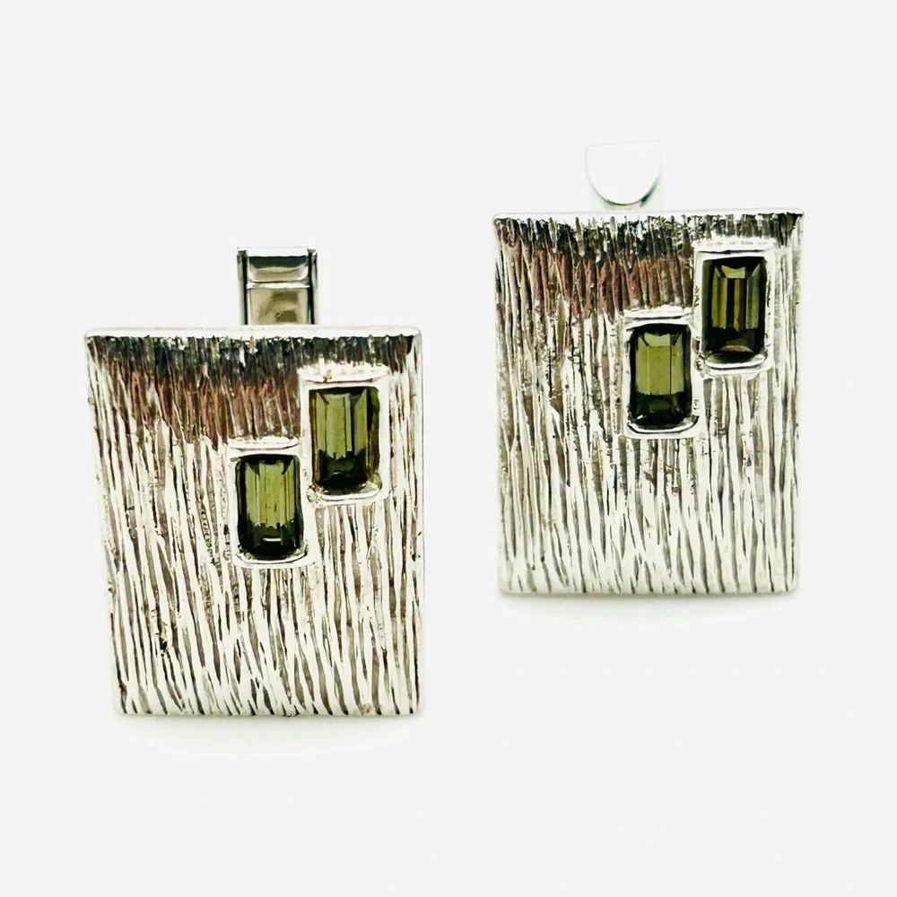 Vintage Swank Textured Silver Tone CuffLinks